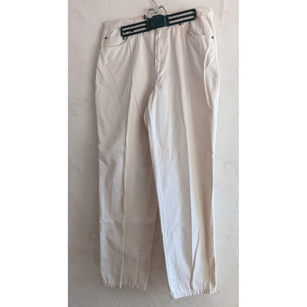 Lauren Jeans Co Cotton Straight Leg Pants High Rise Womens Khaki Size 14
